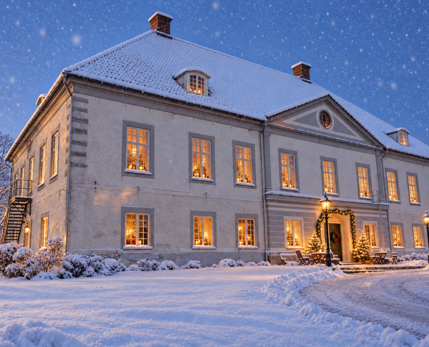 Västanå Slott i vinterskrud